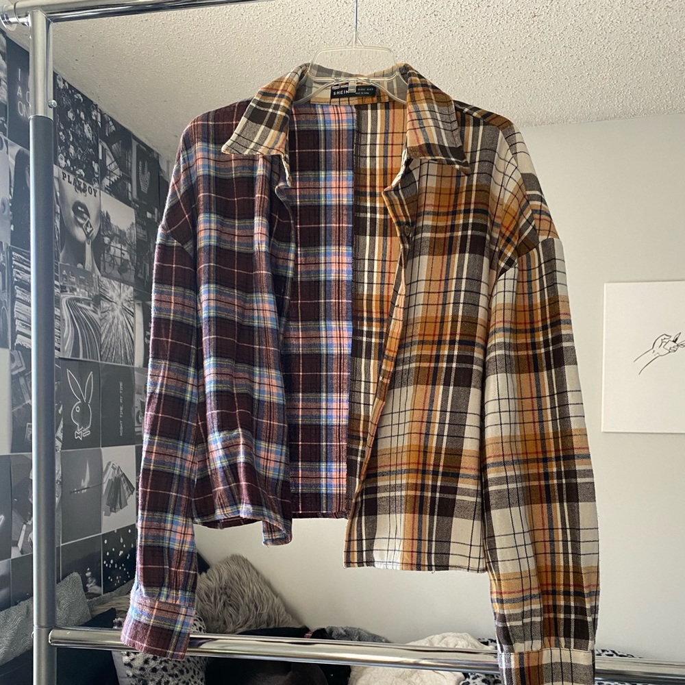 cropped duo colored flannel